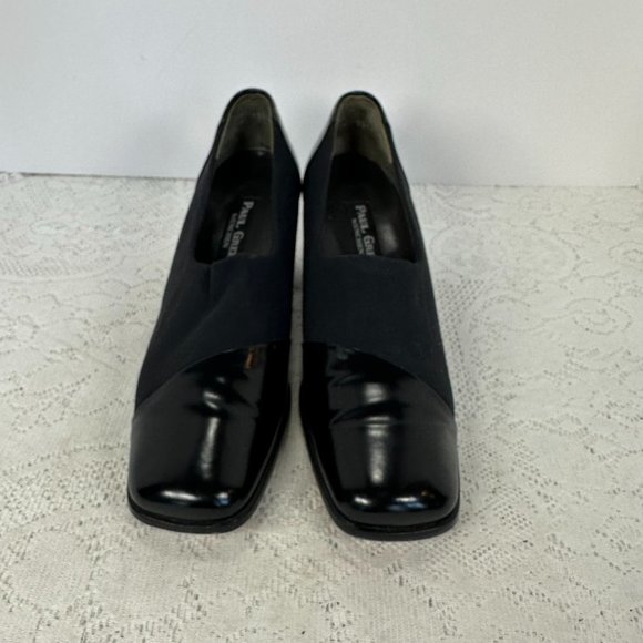 Paul Green, Shoe Black Fabric & Leather Pumps Block Heel, size 7M - Picture 2 of 9